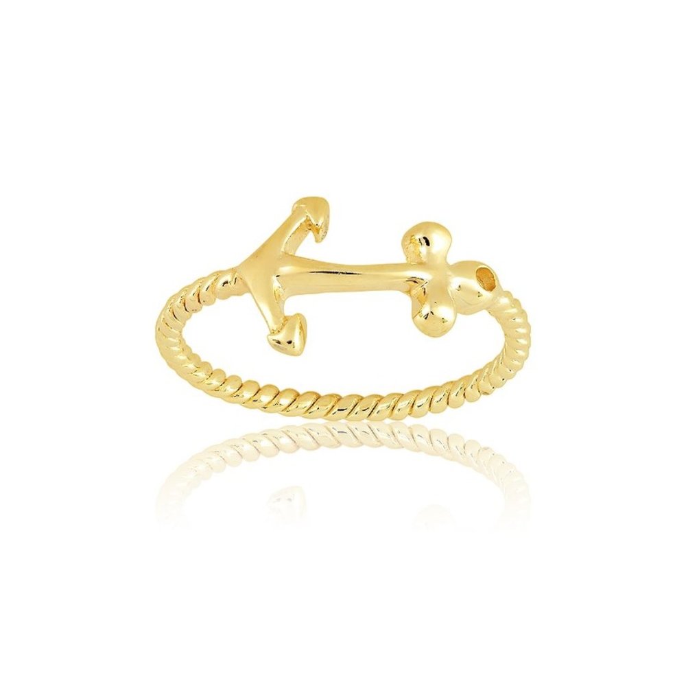 14Kt Gold Plated Sterling Silver Anchor Ring